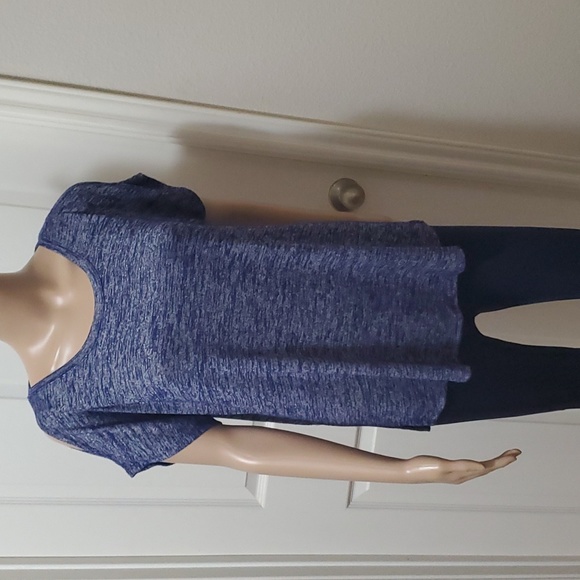 Apt.9 M marled blue and grey cold shoulder cozy knit medium weight top - Picture 2 of 7